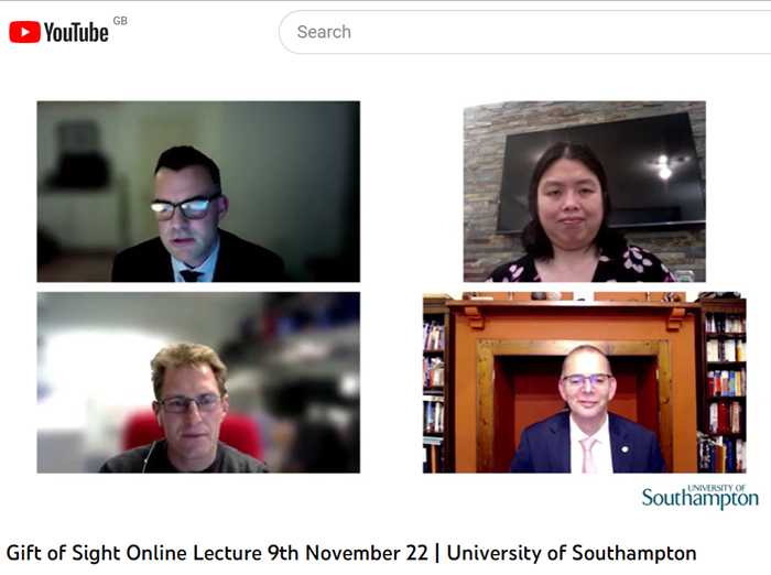 Screenshot from online lecture showing all four speakers on one screen